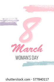 March 8 Happy womans day greeting card. Vector illustration EPS10.