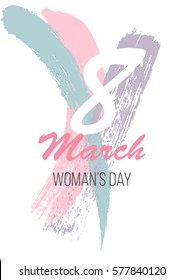 March 8 Happy womans day greeting card. Vector illustration EPS10.