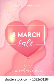 March 8, Happy Women's Day card template with hand drawn lettering. Realistic abstract background, poster, banner concept for woman holiday. vector illustrations collection