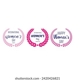 March 8 Happy Women's Day Text Greeting Card Vector Design.