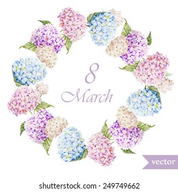 March 8, hydrangea, wreath, flowers
