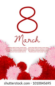 March 8 international women s day. Vector greeting card. Background for flyer, poster, shopping, selling, banner