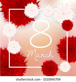 March 8 international women s day. Vector greeting card. Background for flyer, poster, shopping, selling, banner