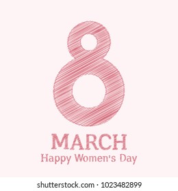 March 8 international women's day background. Greeting card template. Vector illustration.