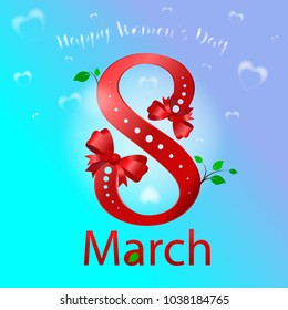 March 8 International Women's Day greeting card. Background template. Vector illustration 1