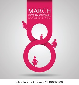 March 8. International Women's Day greeting card paper cut for your design. vector illustration