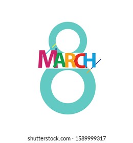 March 8 International Women's Day greeting card template. Banner, flyer for March 8. Congratulation and wish a happy holiday card. Vector.