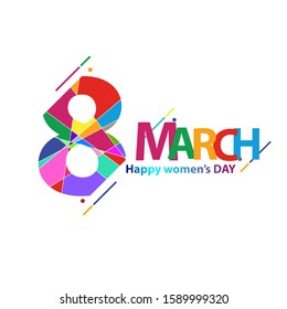 March 8 International Women's Day greeting card template. Banner, flyer for March 8. Congratulation and wish a happy holiday card. Vector.