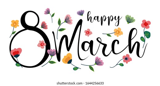 March 8, International Women's Day, greeting card vector illustration