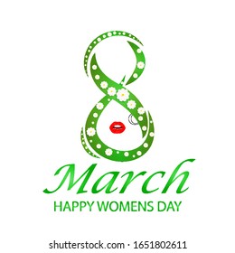 March 8 International Womens Day, vector art illustration.