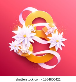 March 8 international women's day. Vector greeting card.