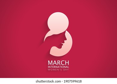 March 8. International Women's Day greeting card paper cut for your design. vector illustration