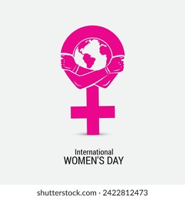 March 8 International women's day poster. Woman sign. hands holding Earth. Happy Mother's Day. vector illustration. Woman sign illustration background