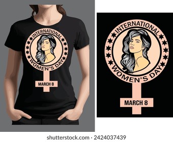 8 de marzo Vector de diseño de camisetas del Día Internacional de la Mujer.