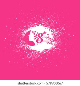 March 8 International Women's Day, brush stroke background