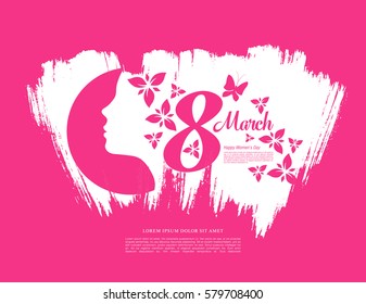 March 8 International Women's Day, brush stroke background