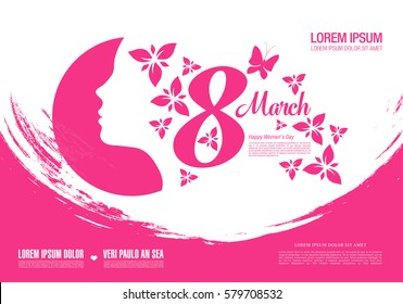 March 8 International Women's Day, brush stroke background