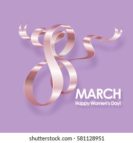 March 8 International Women's Day greeting card. Background template. Vector illustration.