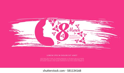March 8 International Women's Day, brush stroke background