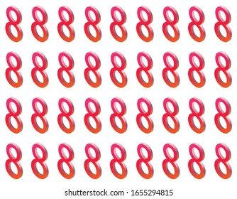 March 8 isometric seamless pattern vector illustration, isolated on white background vector art