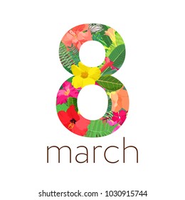 March 8 postcard. International Women's Day vector illustration