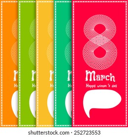 March 8 Spring greeting set card concept. EPS10