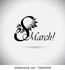 March 8 text. Vector