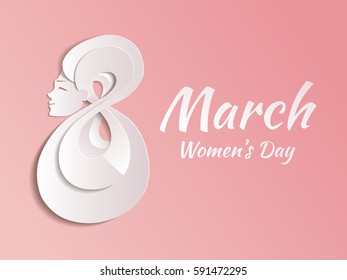  March 8 th Holiday paper greeting card. March 8 th Holiday greeting card. Stylized as paper and designed in pastel gentle tones. 