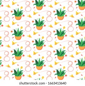 March 8. Women day. Tulip pattern for decoration. Floral print on white backdrop.