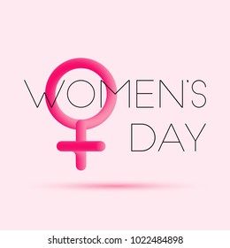 March 8. Women's Day blended interlaced fluid symbol. Trendy vector liquid 3d female symbol over pink background for your poster, banner, postcard, invitation or greeting card design