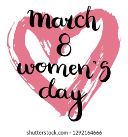 March 8 women's day card. Lettering for card.