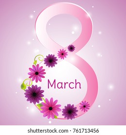 March 8. Women's Day. Floral background. Holidays. Vector illustration. Congratulation. Card. Banner.