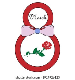 March 8 Women's Day.  Illustration with a rose for a greeting card.  Cut out of paper.  Vector illustration