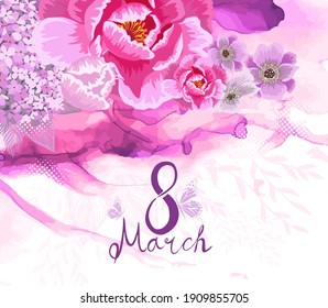 March 8. Women's Day. Postcard. Vector illustration