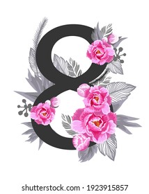 March 8. Women's Day. Postcard. Vector illustration