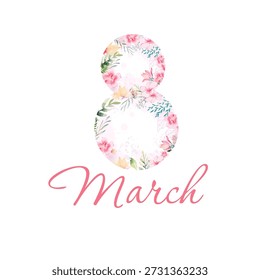 March 8. Women's Day Postcard. Vector illustration.