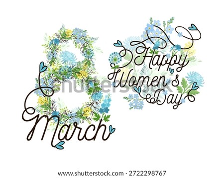 March 8. Women's Day Postcard. Vector illustration.