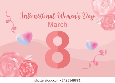 March 8 Women's Day poster or banner. Promotion and shopping template for love and women's day concept.