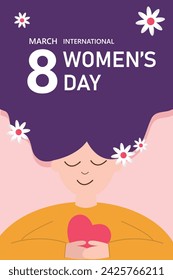 March 8 Women's Day poster or banner. Promotion and shopping template for love and women's day concept.