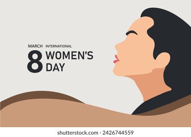 March 8 Women's Day poster or banner in minimalist style, vector.
Can be used to promote feminism and other women’s activities.