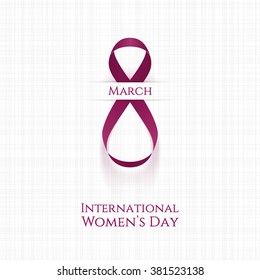 March 8 Womens Day realistic pink festive Ribbon