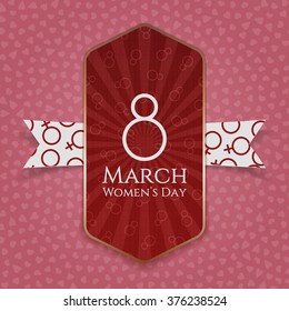March 8 Womens Day red realistic striped Banner