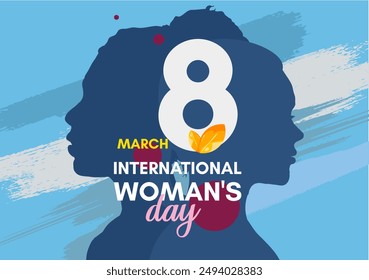 March 8, world women's day - banner, vector illustration, background