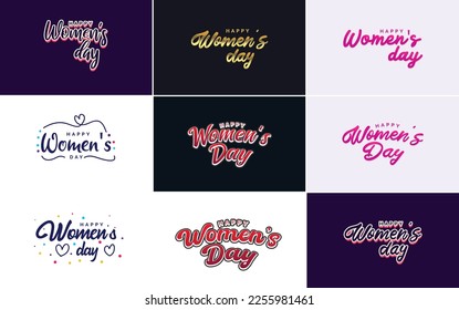 March 8th background with International Women's Day floral decorations in paper art style and a frame of flowers and leaves greeting card on pastel pink tone; vector illustration