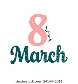 March 8th. International Women's Day. March 8 emblem. Sticker with a transparent background for March 8th