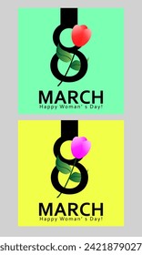 March 8th set banner Background Design world women's day. Template for advertising, web, social media and fashion advertising. Poster, flyer, greeting card, header for site Vector Illustration.