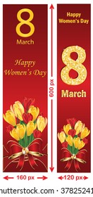 March 8th skyscraper banner set for Women's Day. 