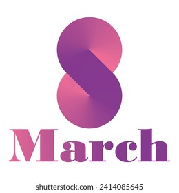 March 8th. Smooth gradient design. Vector postcard.