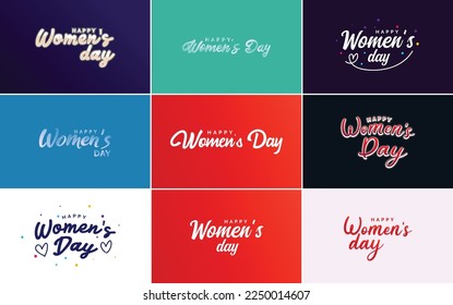March 8th typographic design set with Happy Women's Day text