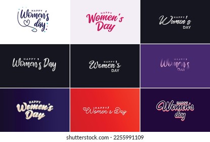 March 8th typographic design set with Happy Women's Day text